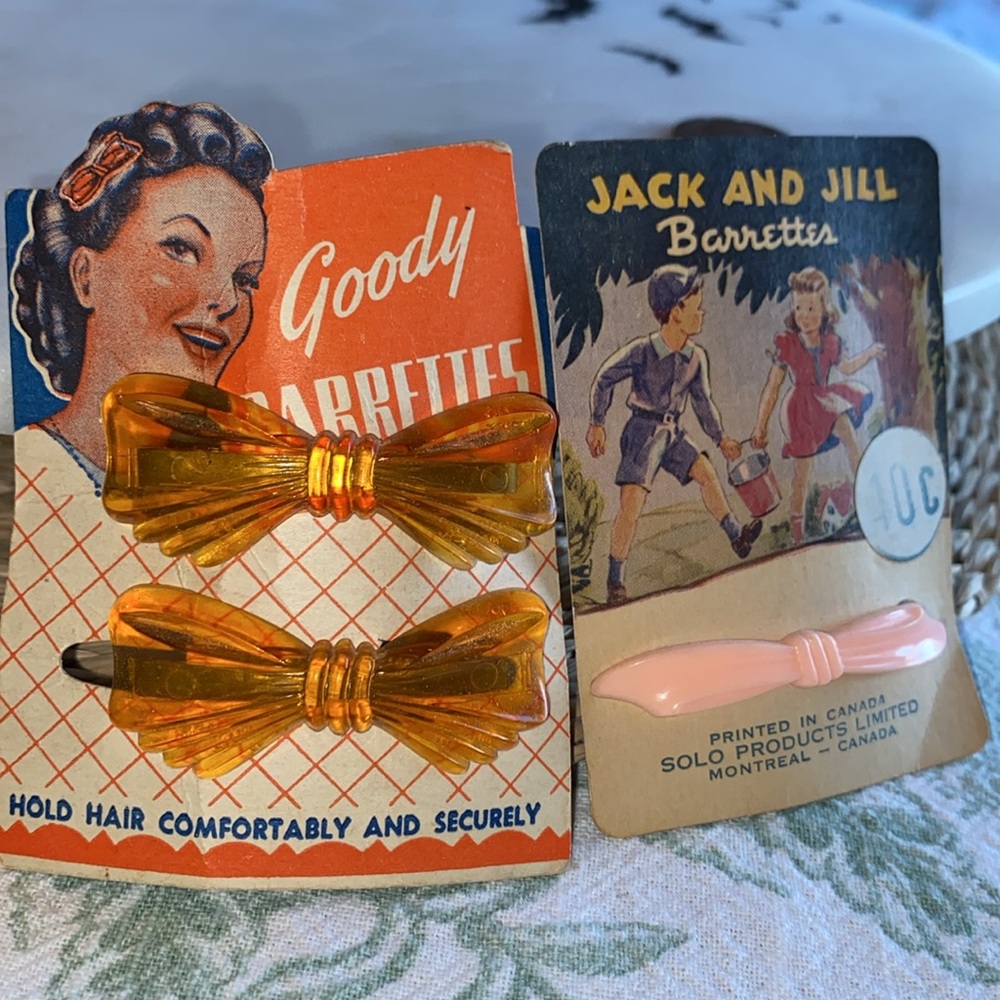 Vintage barrettes with original packaging